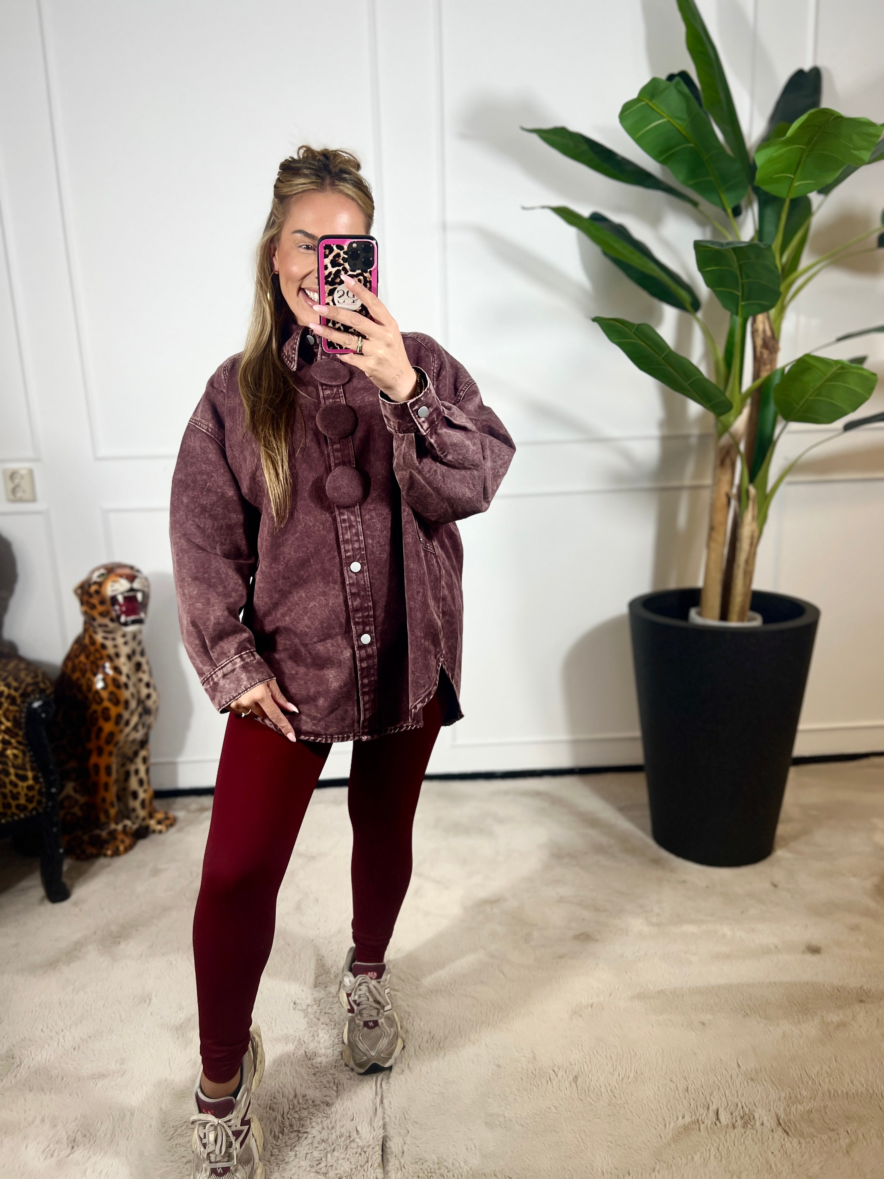 BUTTON OVERSIZED DENIM BLOUSE