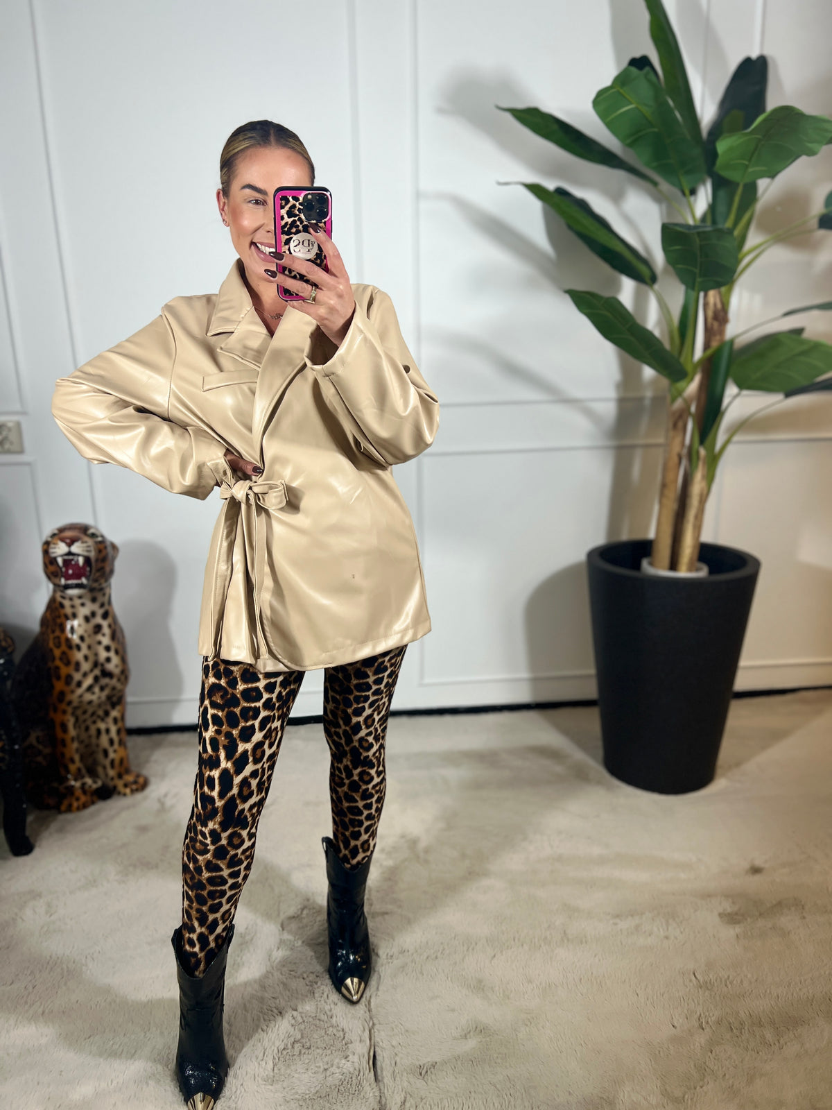 CHERIE LEATHER WRAP BLAZER