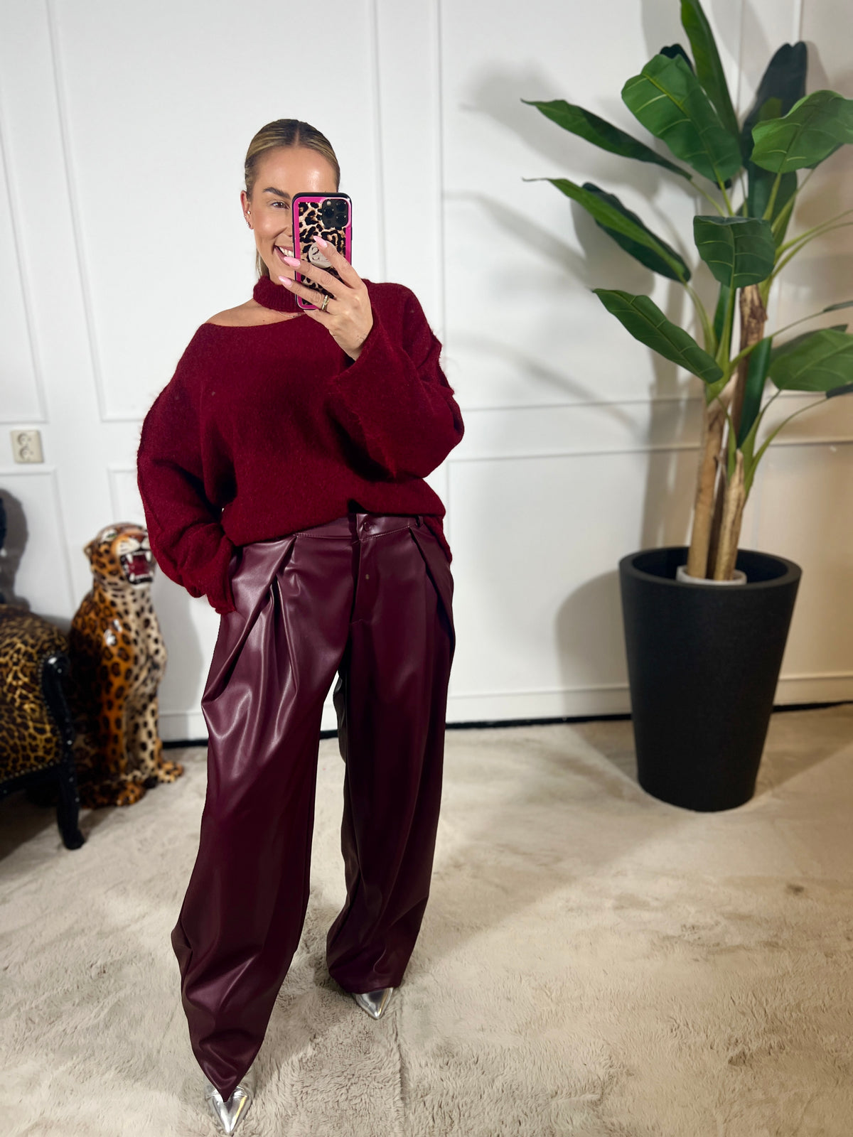 LEATHERLOOK CASUAL PANTALON