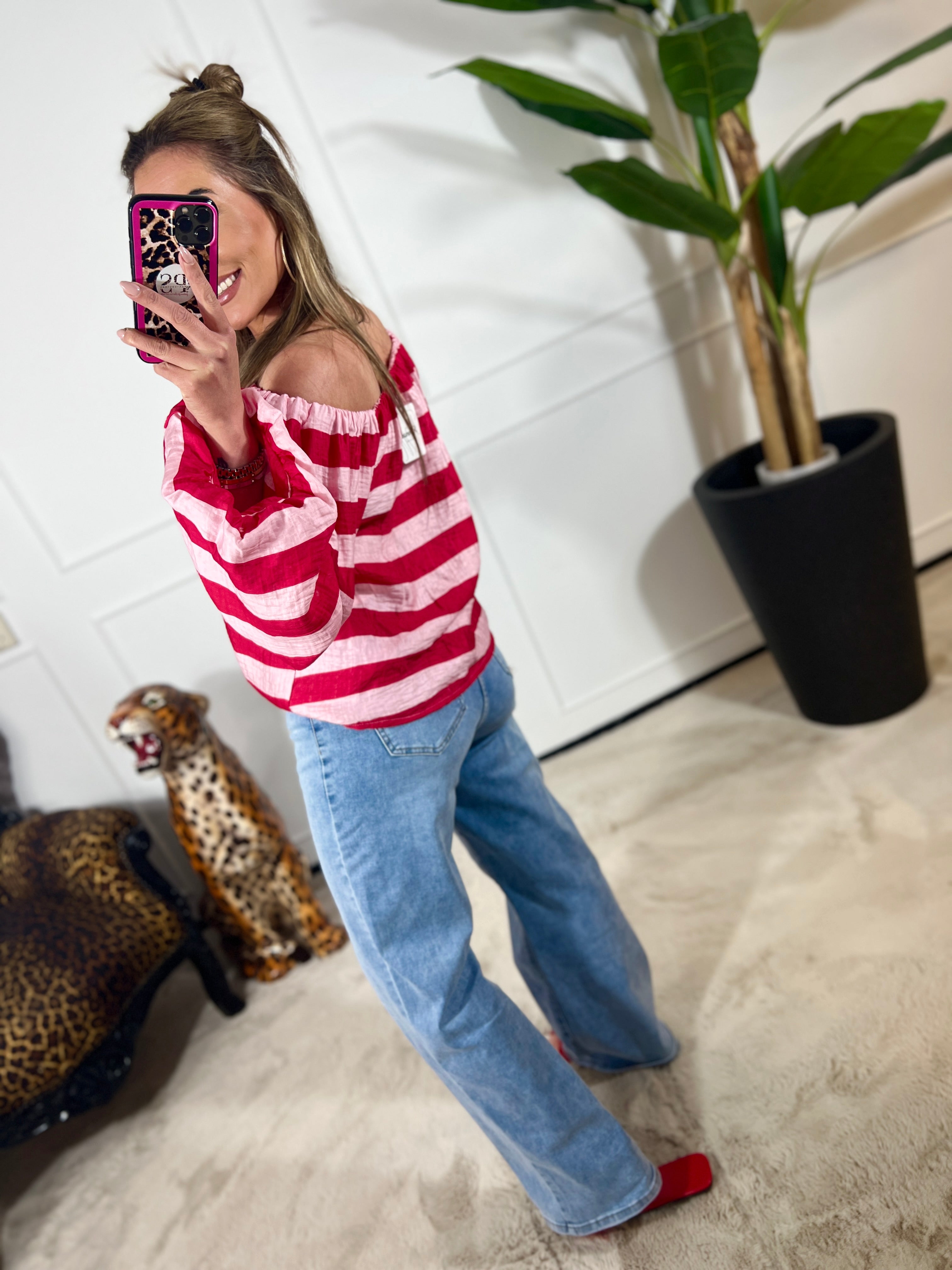 OFF SHOULDER STRIPE TOP
