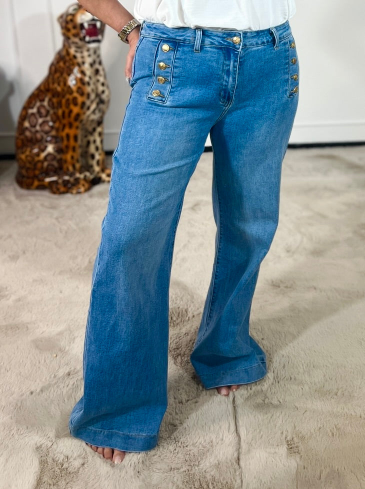BUTTON JEANS WIDE LEG (38-48)