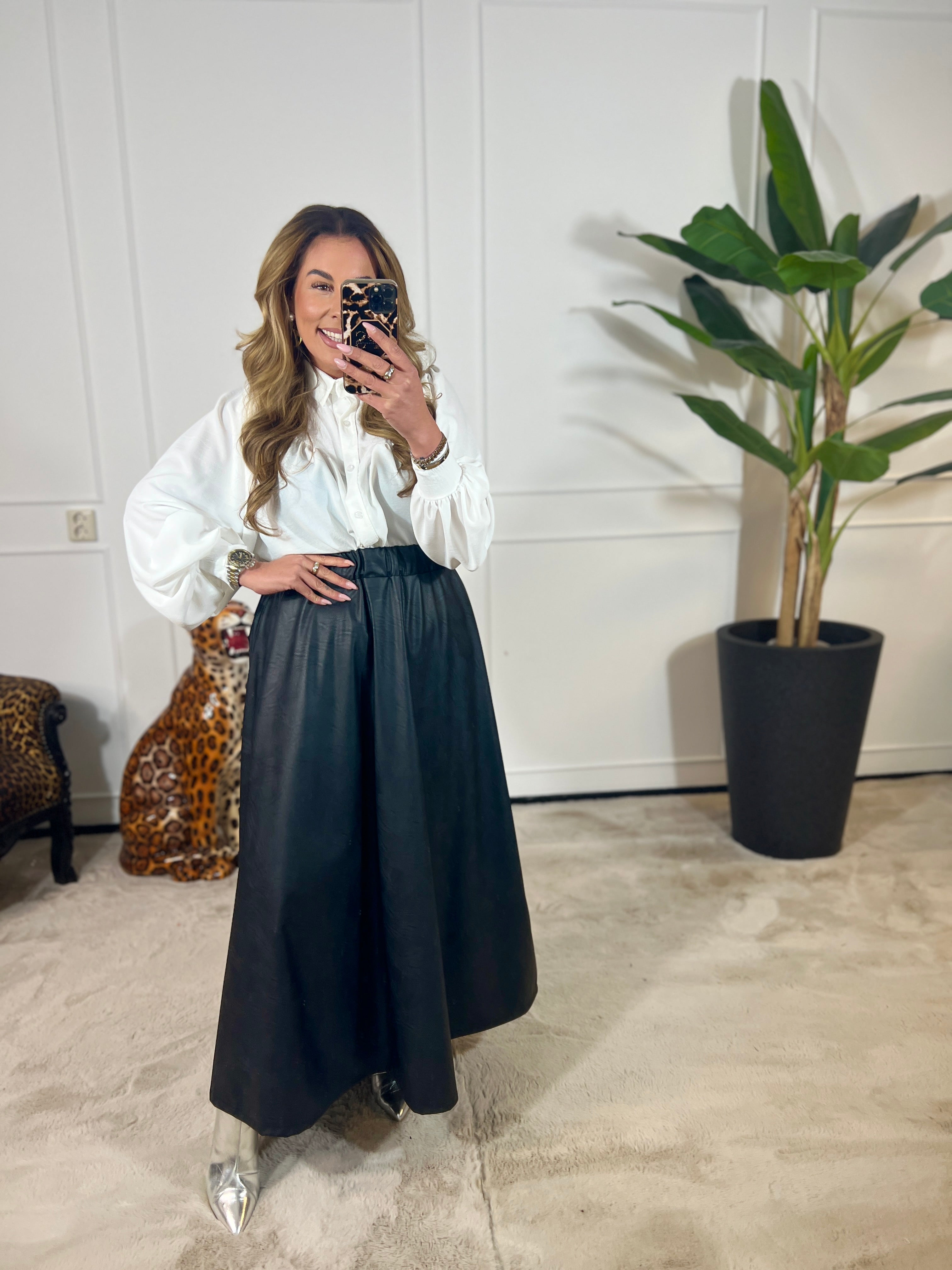 MAXI LEATHERLOOK ROK (T/M 46-48)