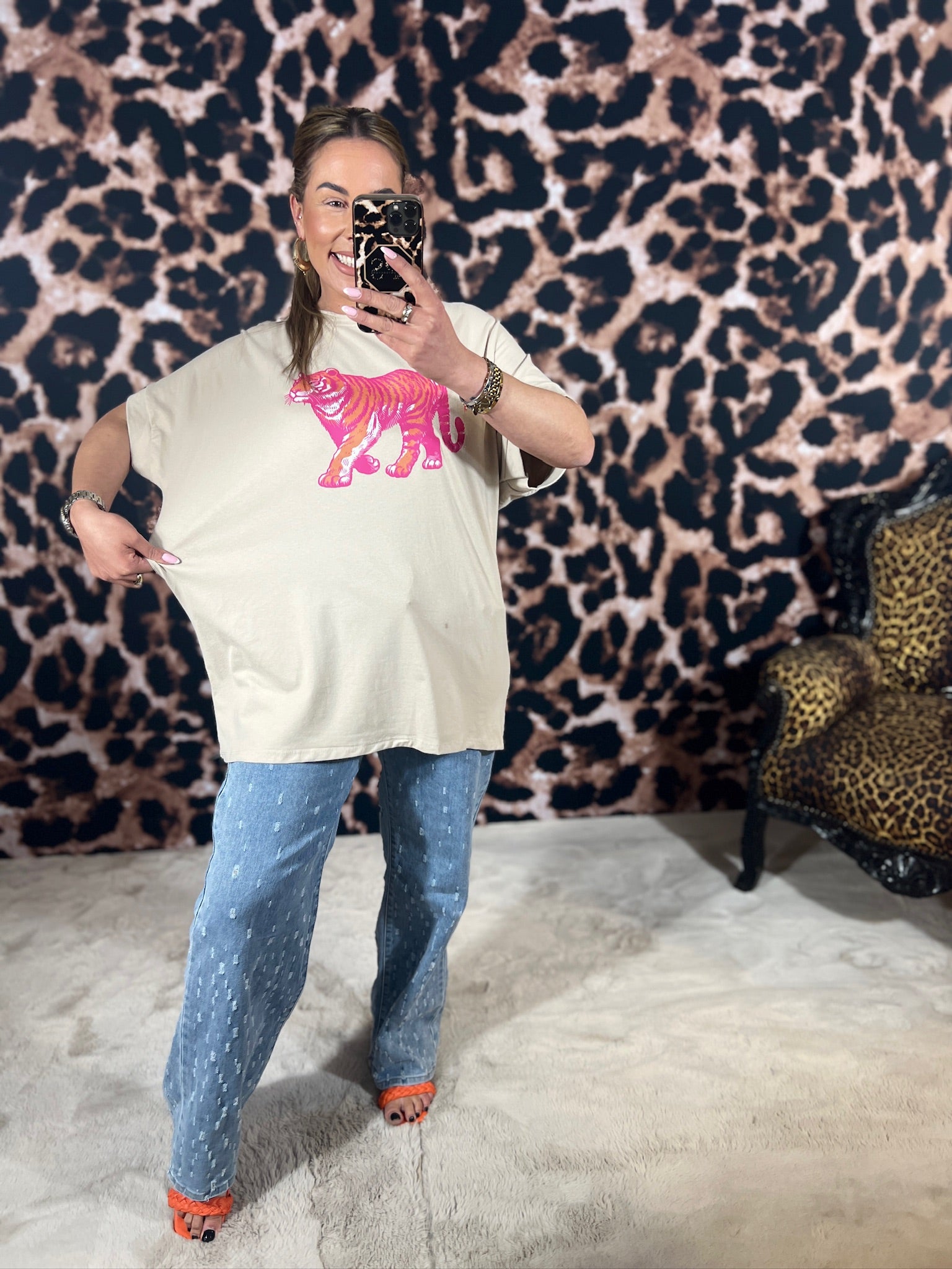 PINK TIGER OVERSIZED TEE (T/M 48)