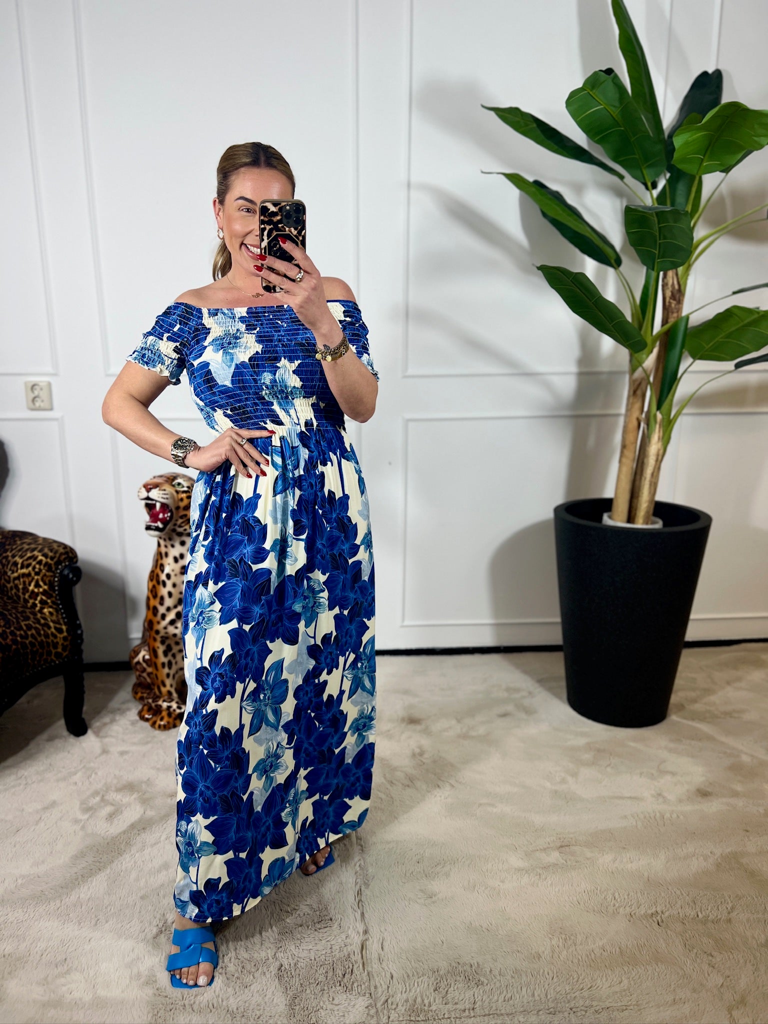 AMÉLIE SMOCKED STRAPLESS DRESS