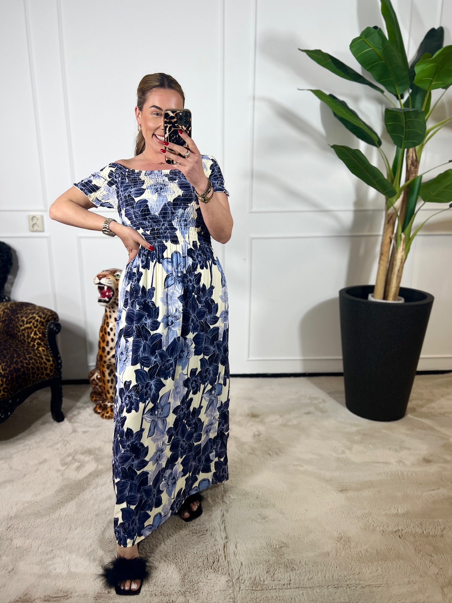 AMÉLIE SMOCKED STRAPLESS DRESS