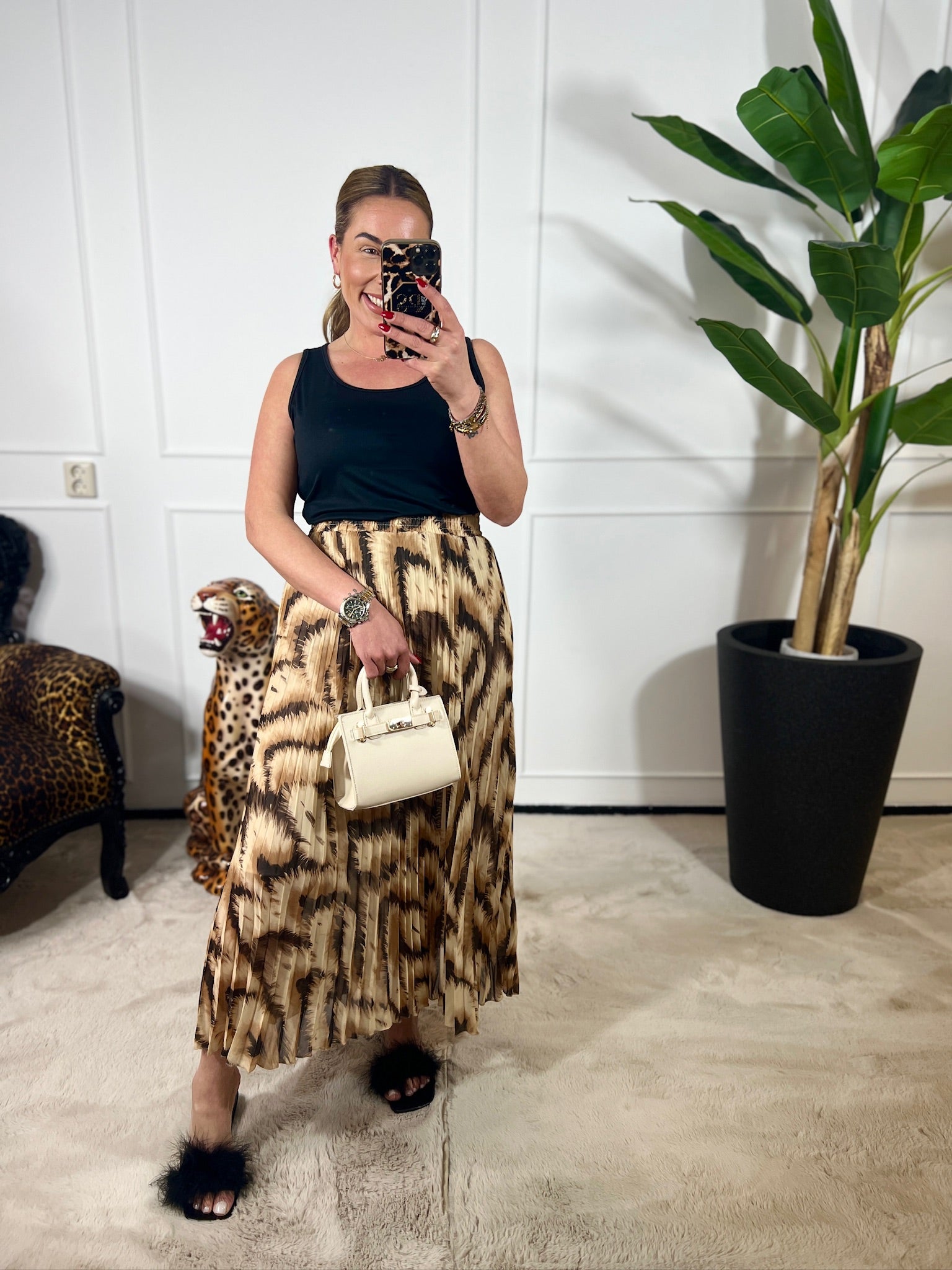 LÉA PLEATED ANIMAL SKIRT