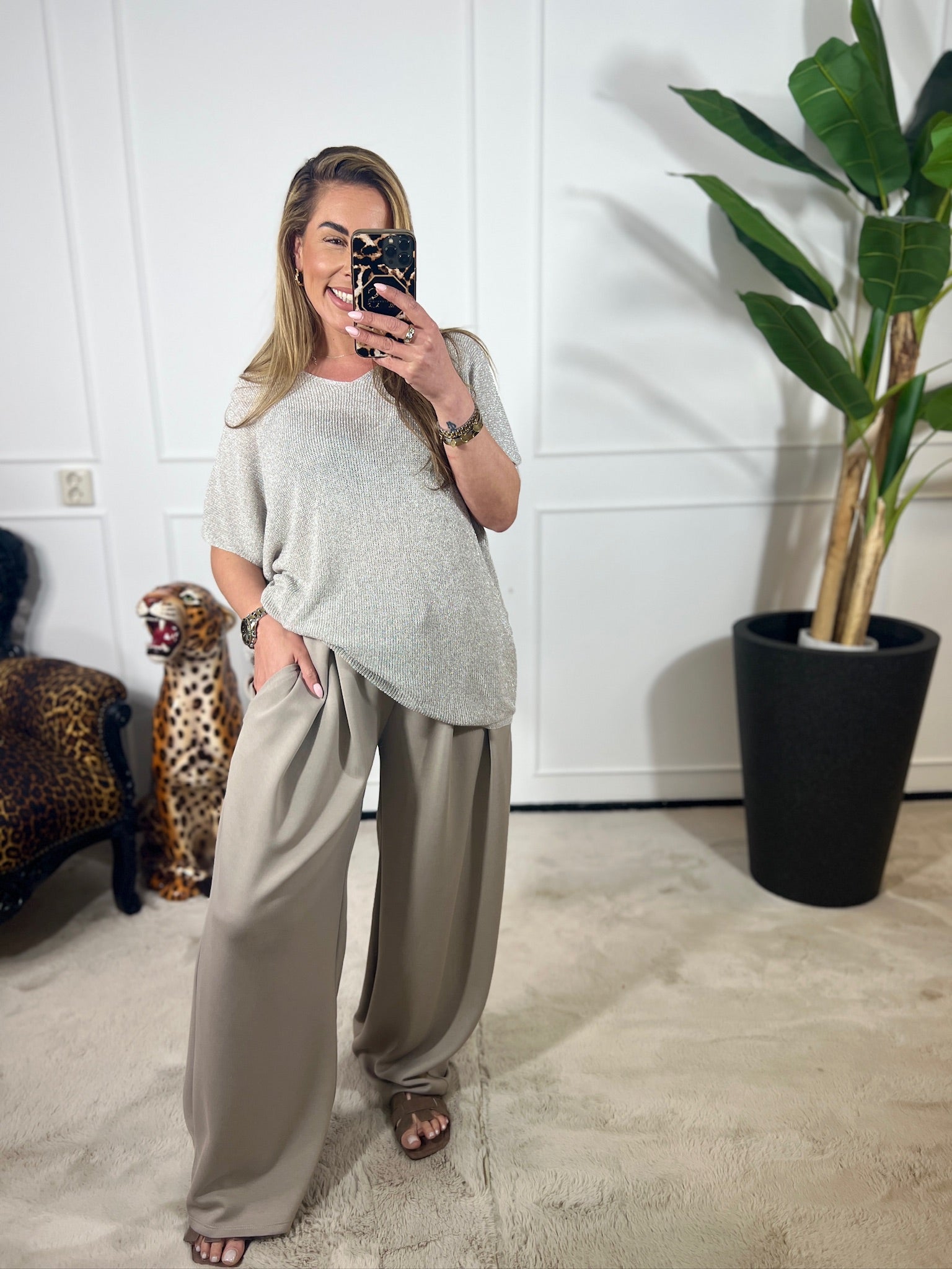 SANDRA V-HALS LUREX TOP