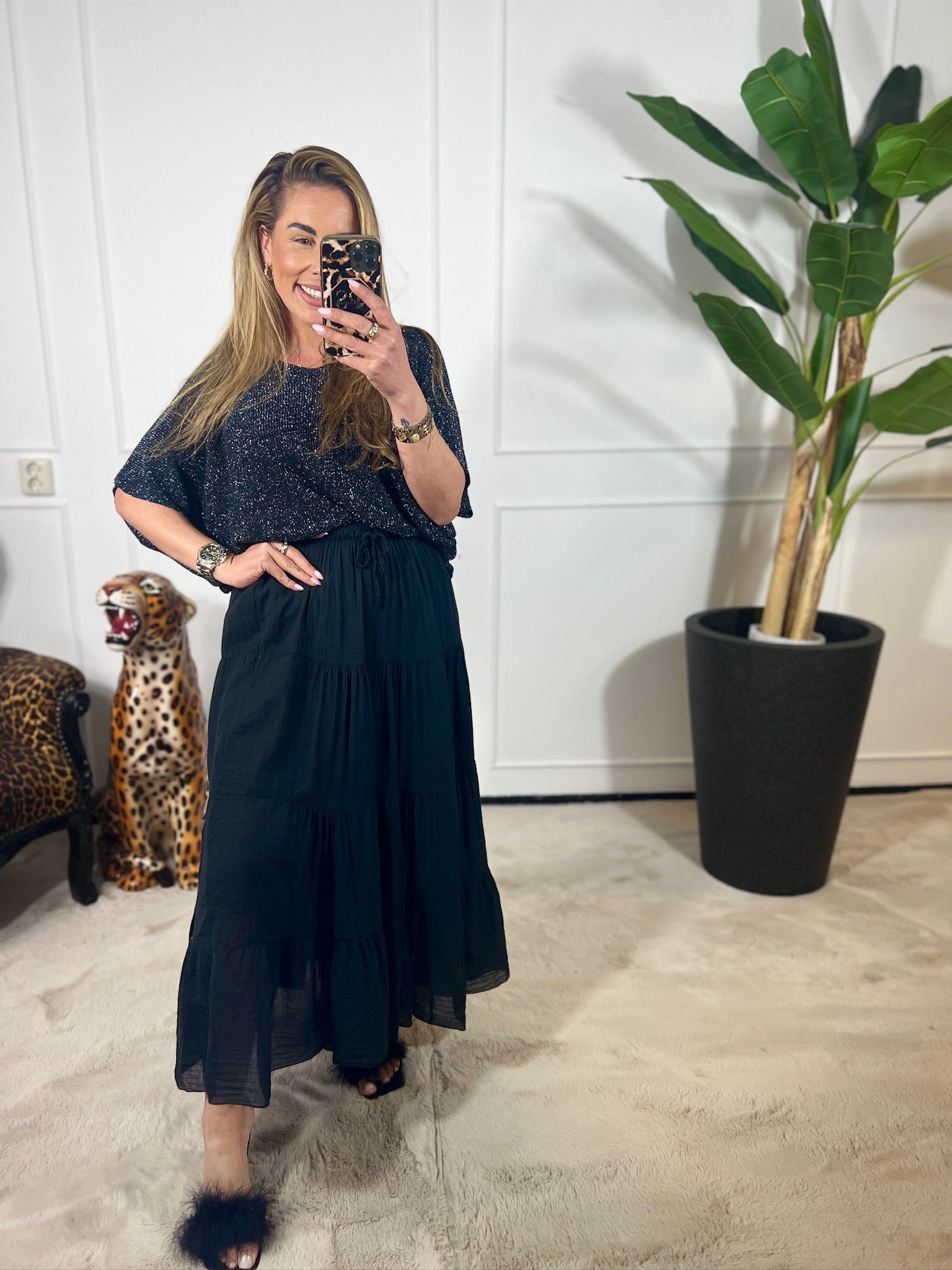 SANDRA V-HALS LUREX TOP