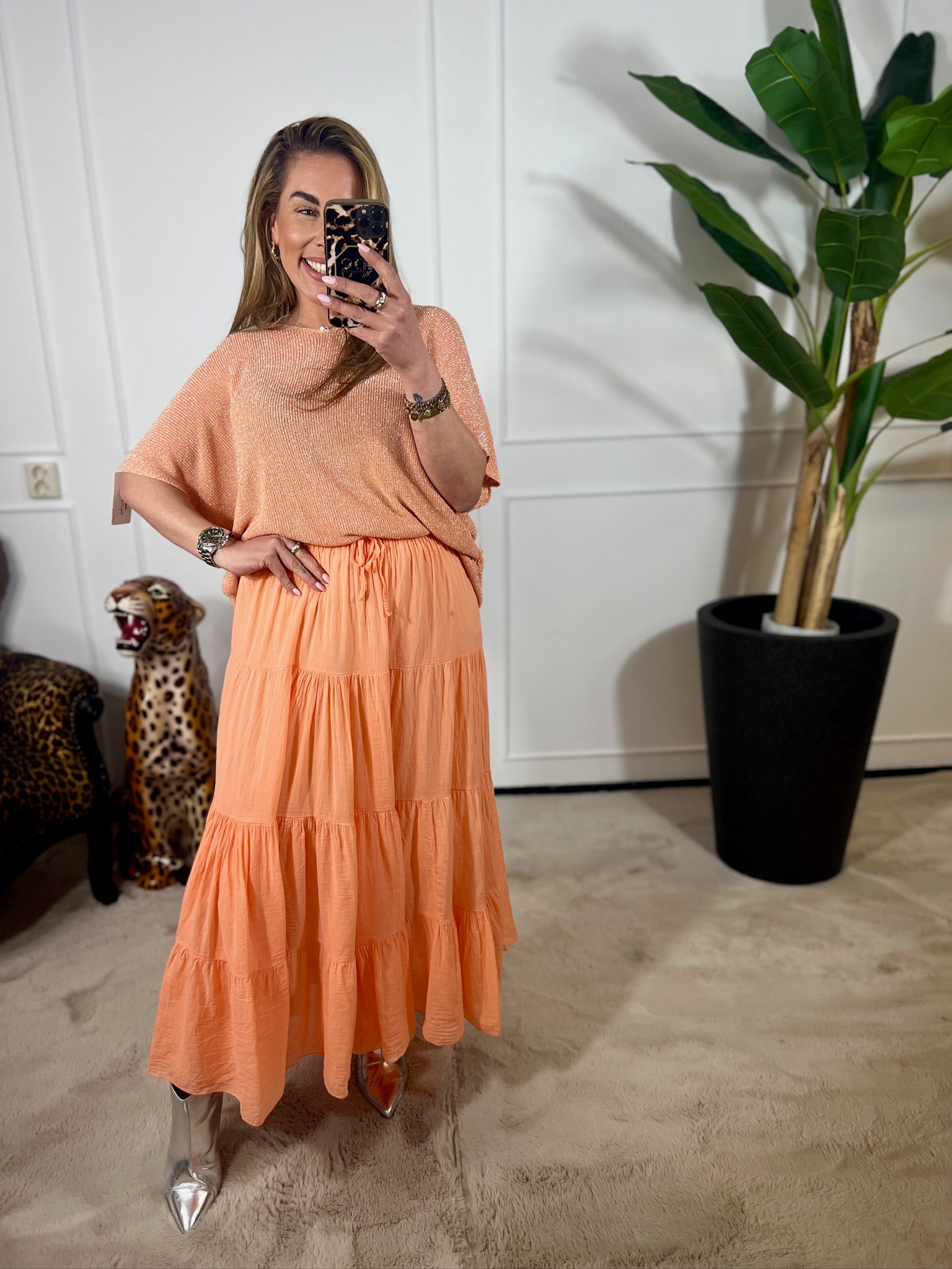 SANDRA V-HALS LUREX TOP