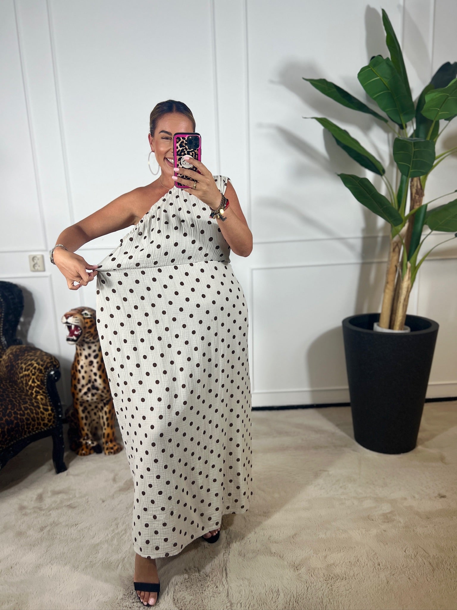 DOTTY ONE SHOULDER DRESS