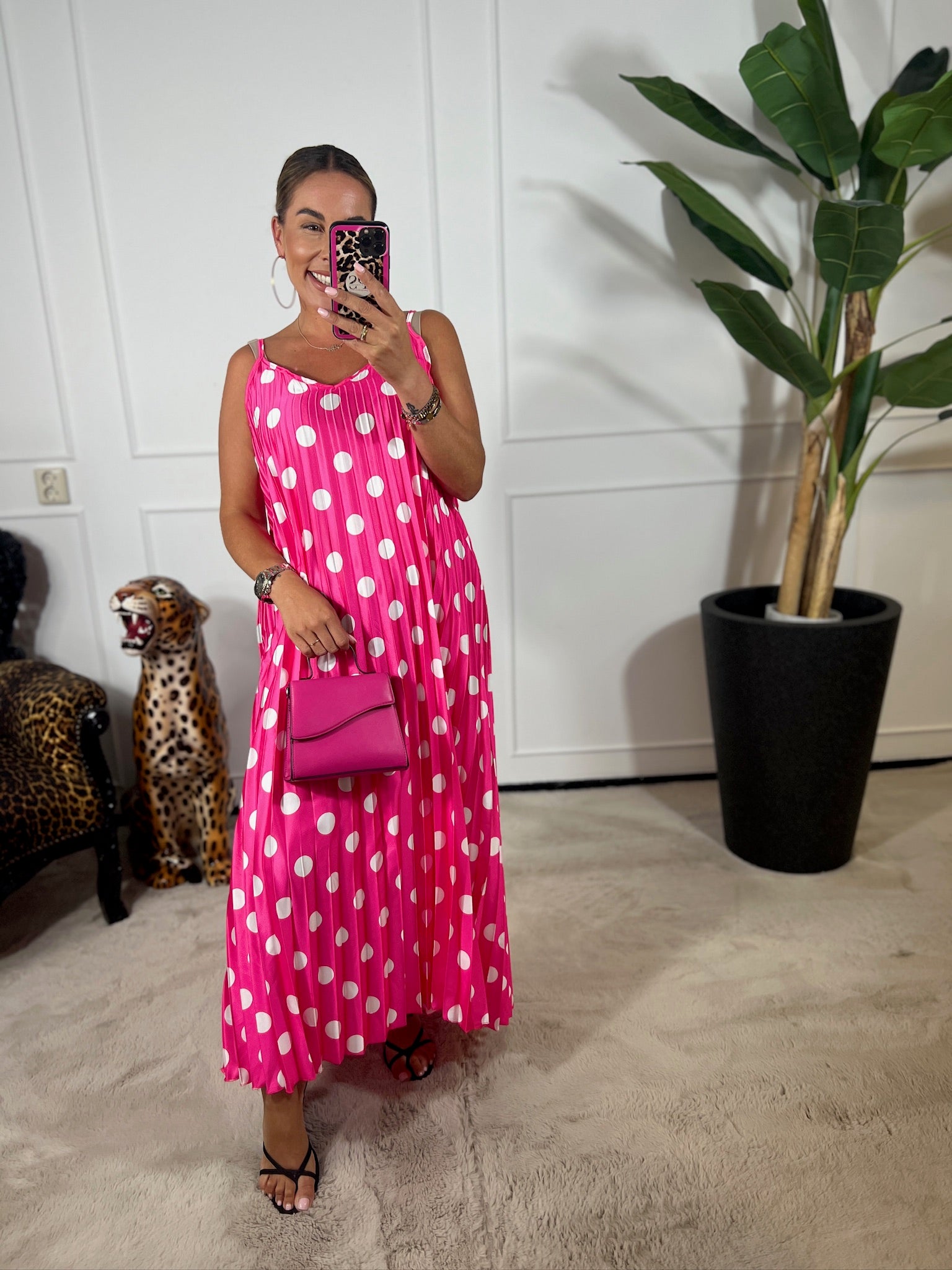 DOLCE DOTS PLISSÉ DRESS