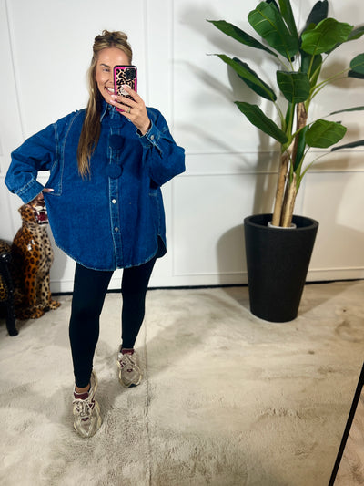 BUTTON OVERSIZED DENIM BLOUSE