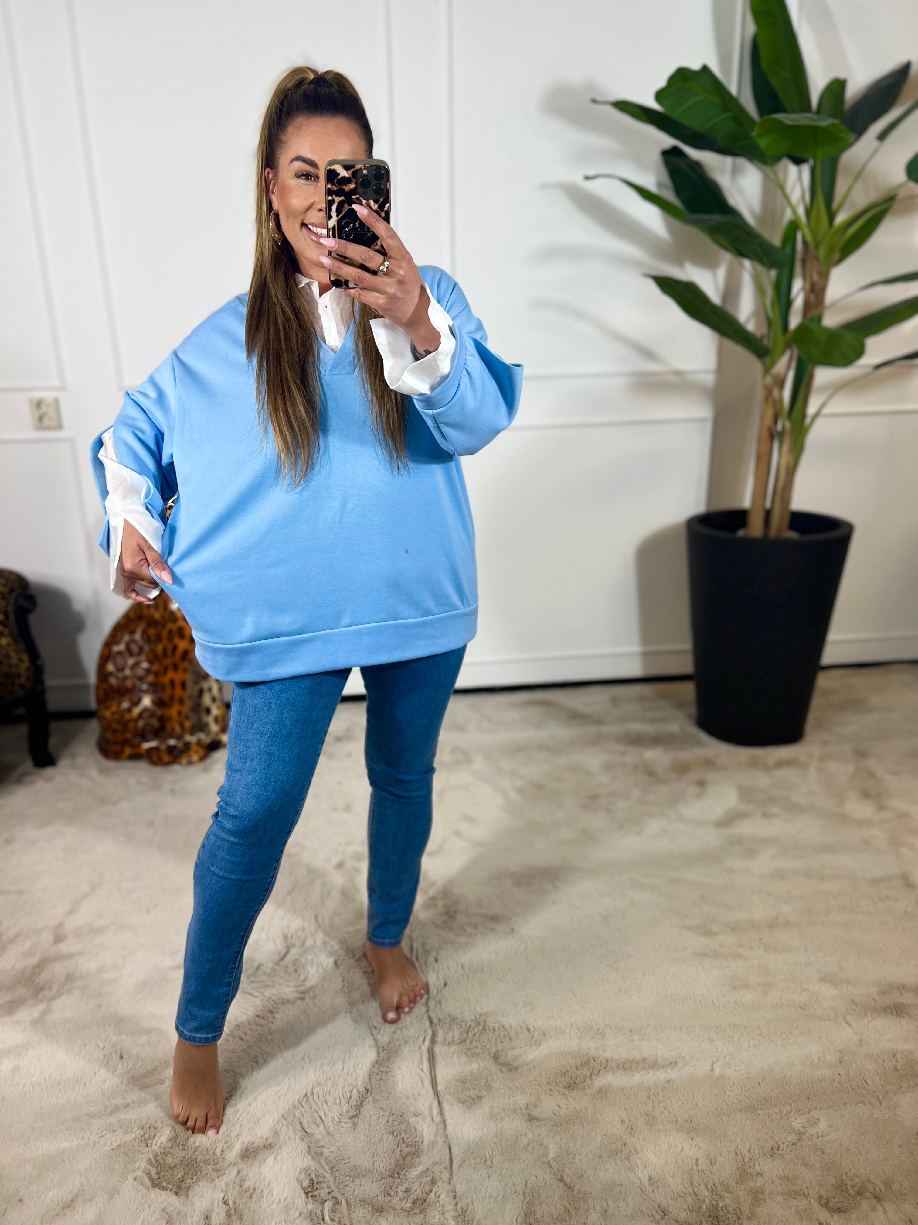SWEATER MET SILK BLOUSE (T/M 48)