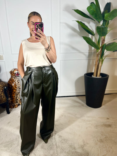LEATHERLOOK CASUAL PANTALON