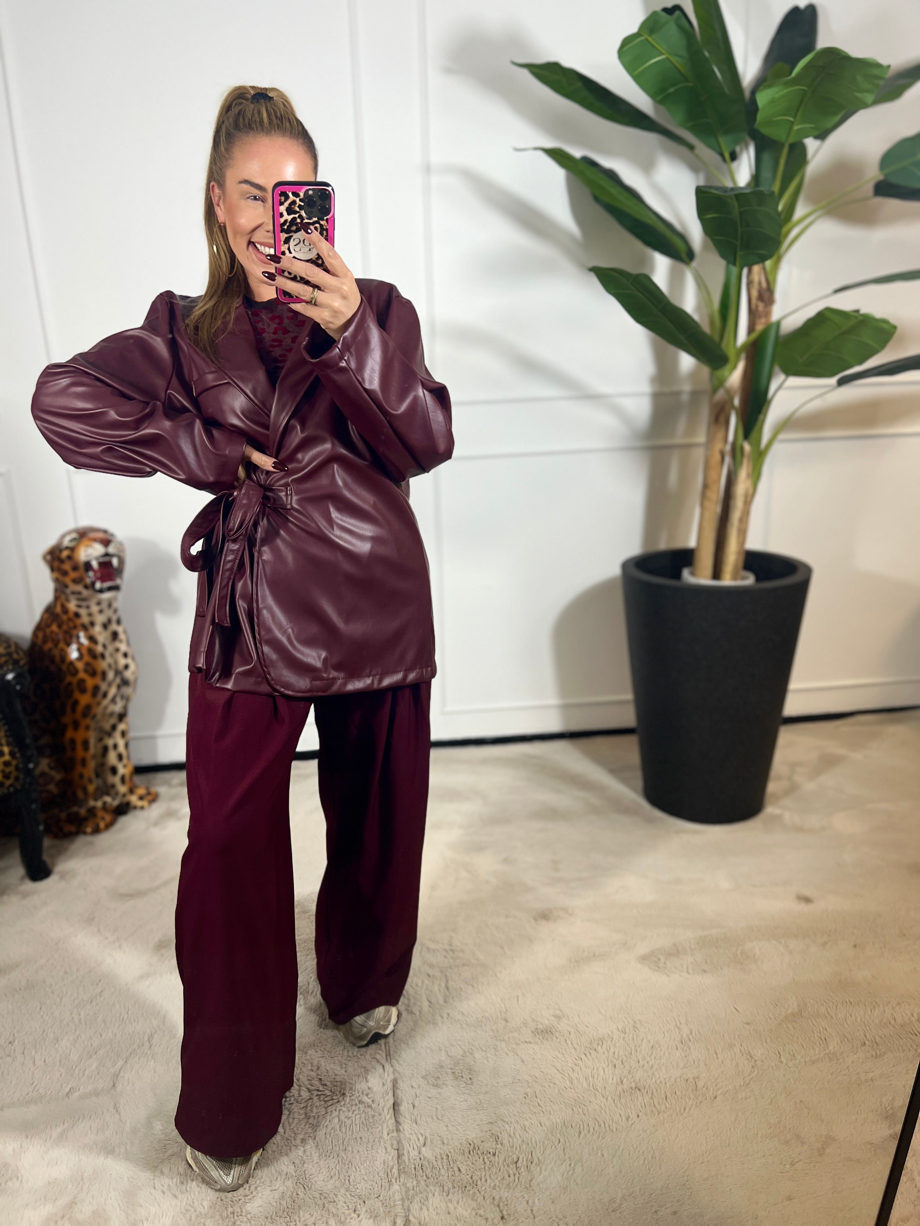 CHERIE LEATHER WRAP BLAZER