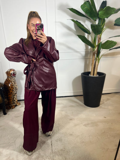 CHERIE LEATHER WRAP BLAZER