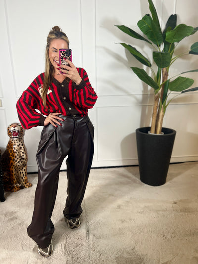 LEATHERLOOK CASUAL PANTALON