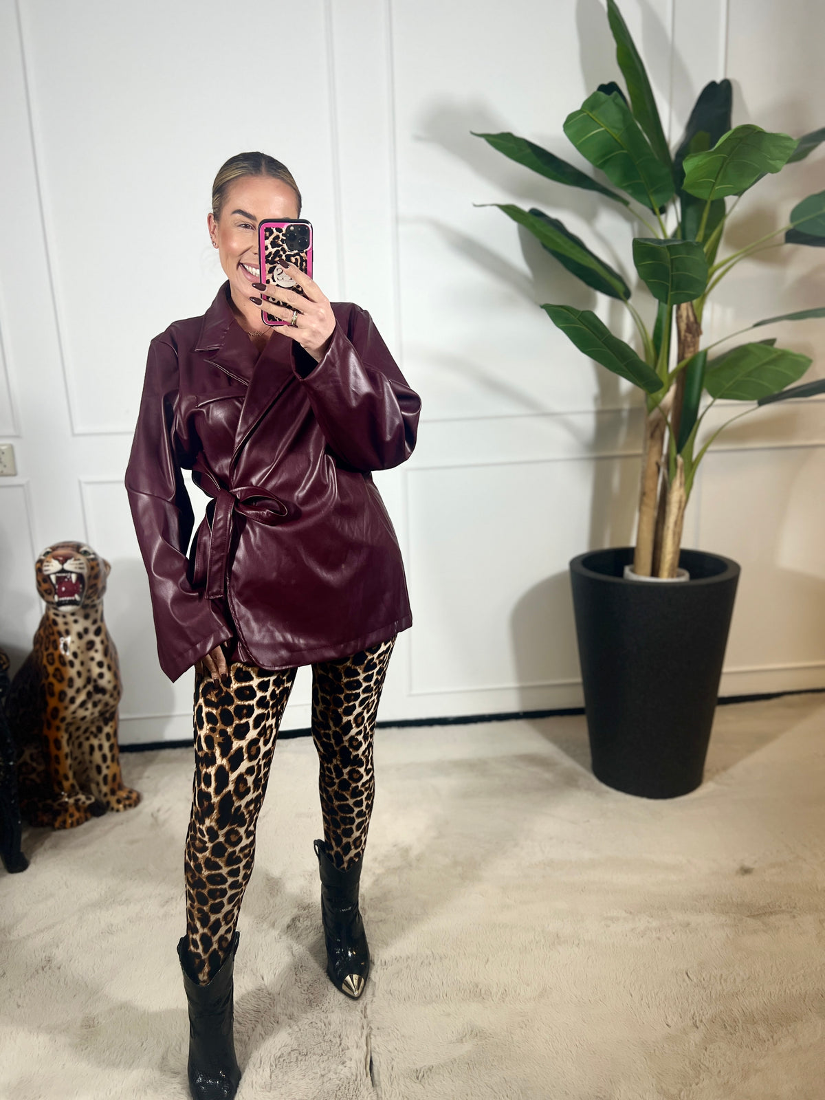 CHERIE LEATHER WRAP BLAZER