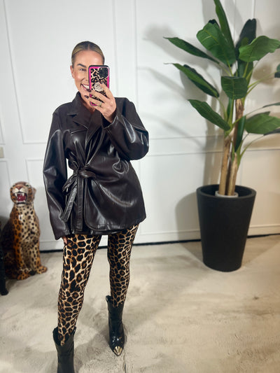 CHERIE LEATHER WRAP BLAZER