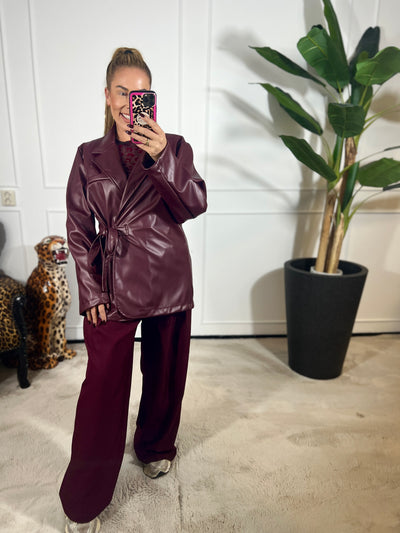 CHERIE LEATHER WRAP BLAZER