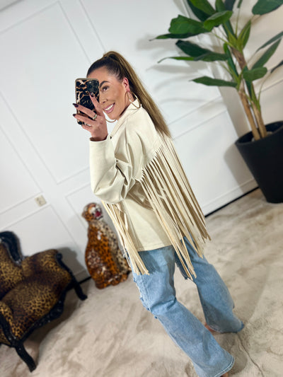 SUEDINE FRINGED JACKET (T/M 48)