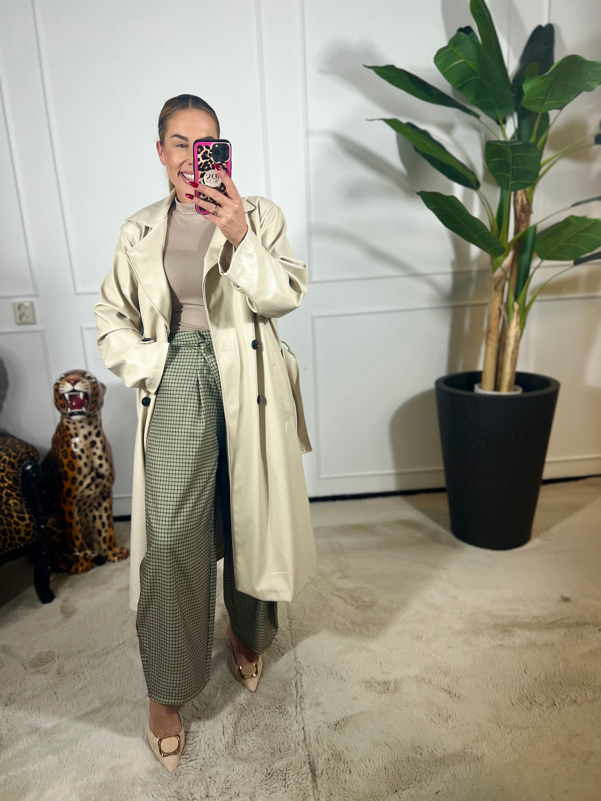 CHECKED WRAP PANTALON
