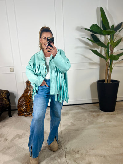 SUEDINE FRINGED JACKET (T/M 48)