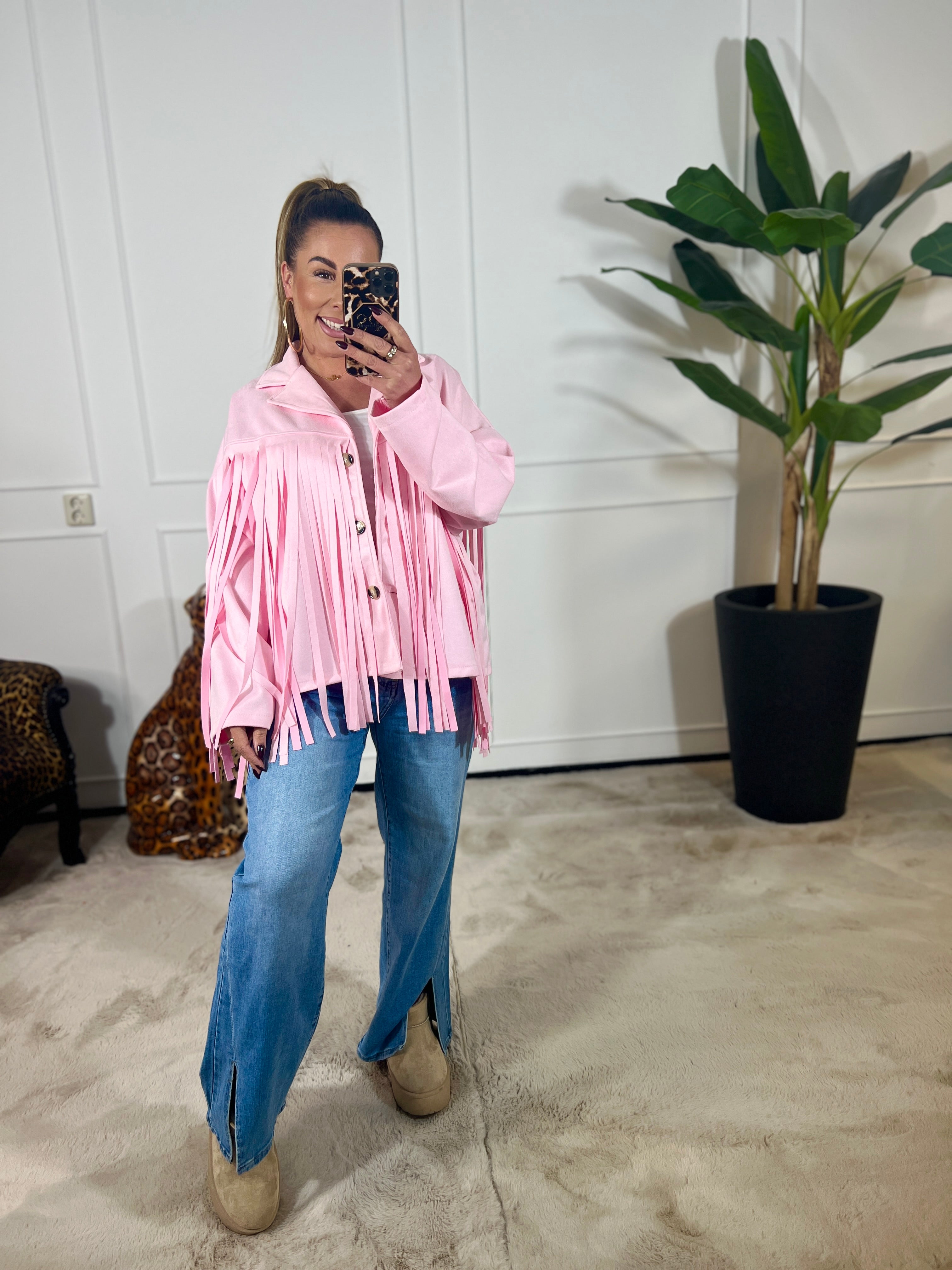 SUEDINE FRINGED JACKET (T/M 48)