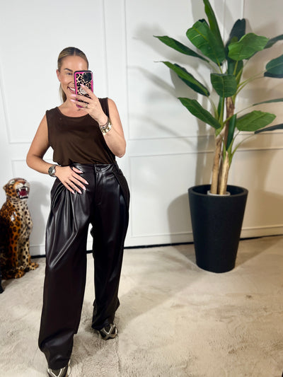LEATHERLOOK CASUAL PANTALON