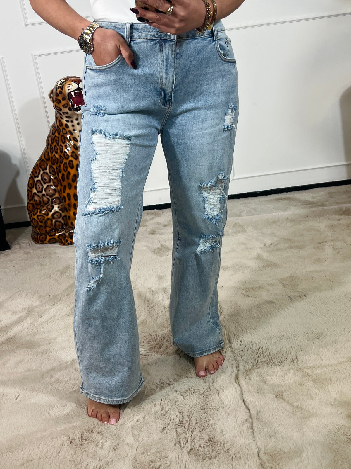 GESCHEURDE WIDE LEG JEANS - J035 + VIDEO