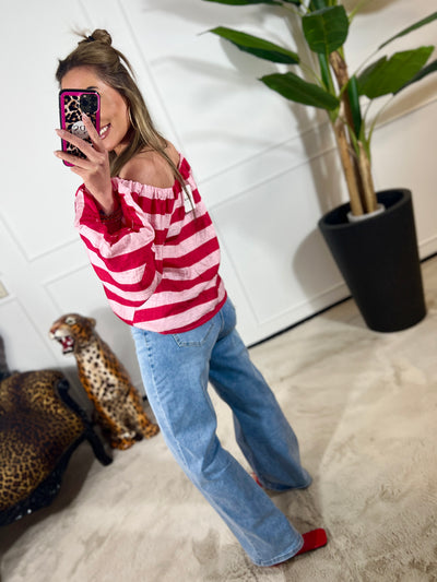 OFF SHOULDER STRIPE TOP