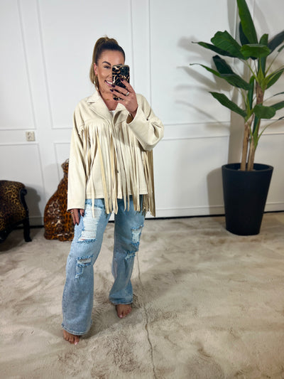 SUEDINE FRINGED JACKET (T/M 48)