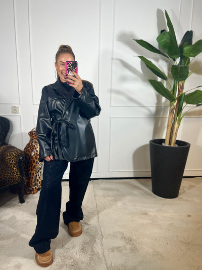 CHERIE LEATHER WRAP BLAZER