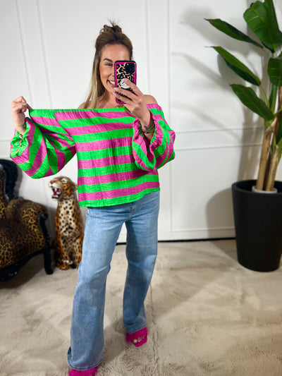 OFF SHOULDER STRIPE TOP