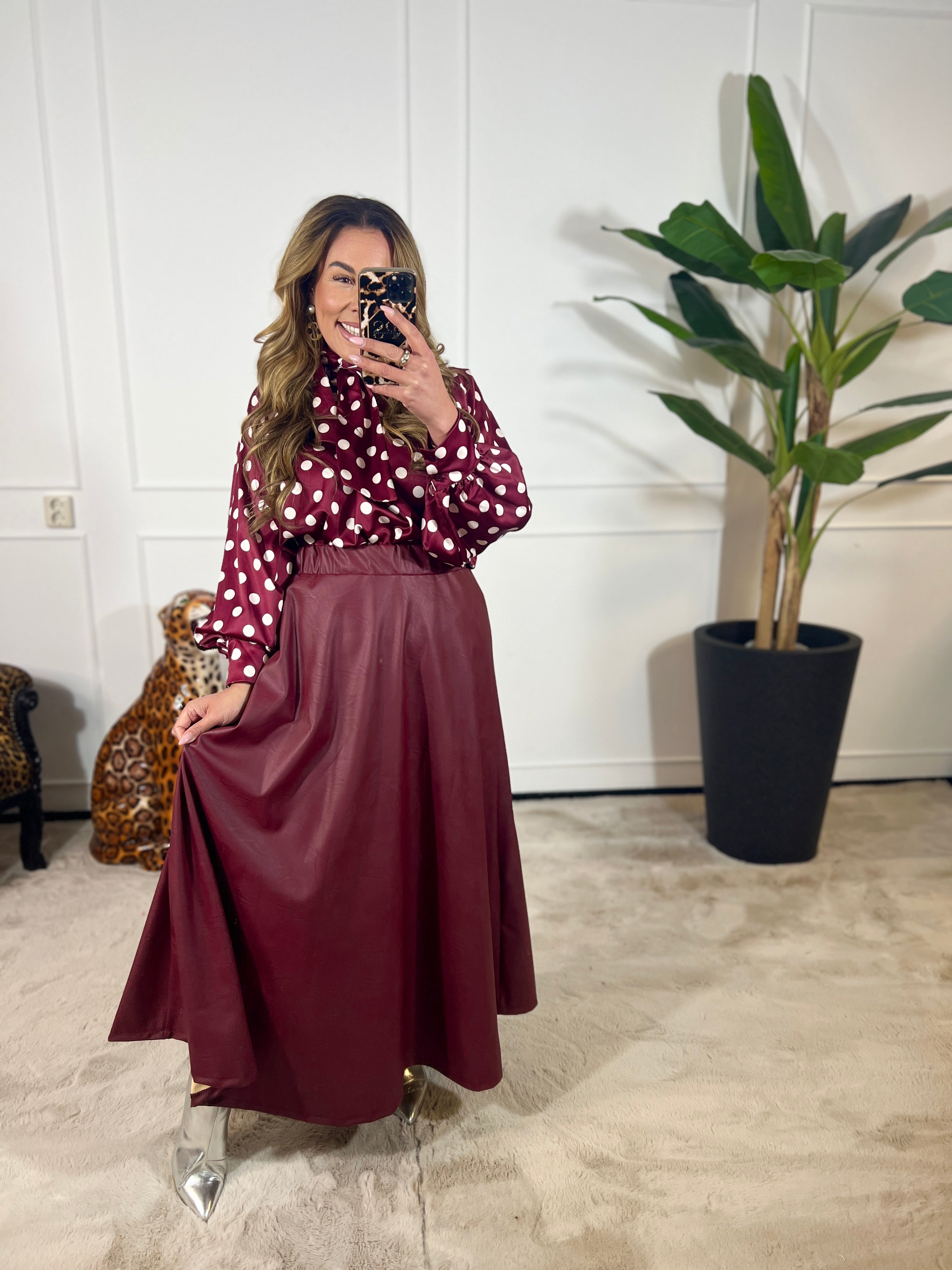 MAXI LEATHERLOOK ROK (T/M 46-48)