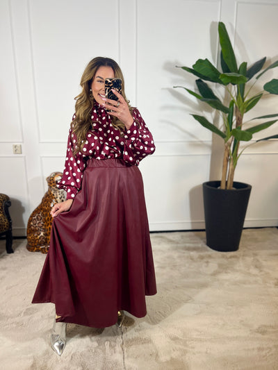 MAXI LEATHERLOOK ROK (T/M 46-48)