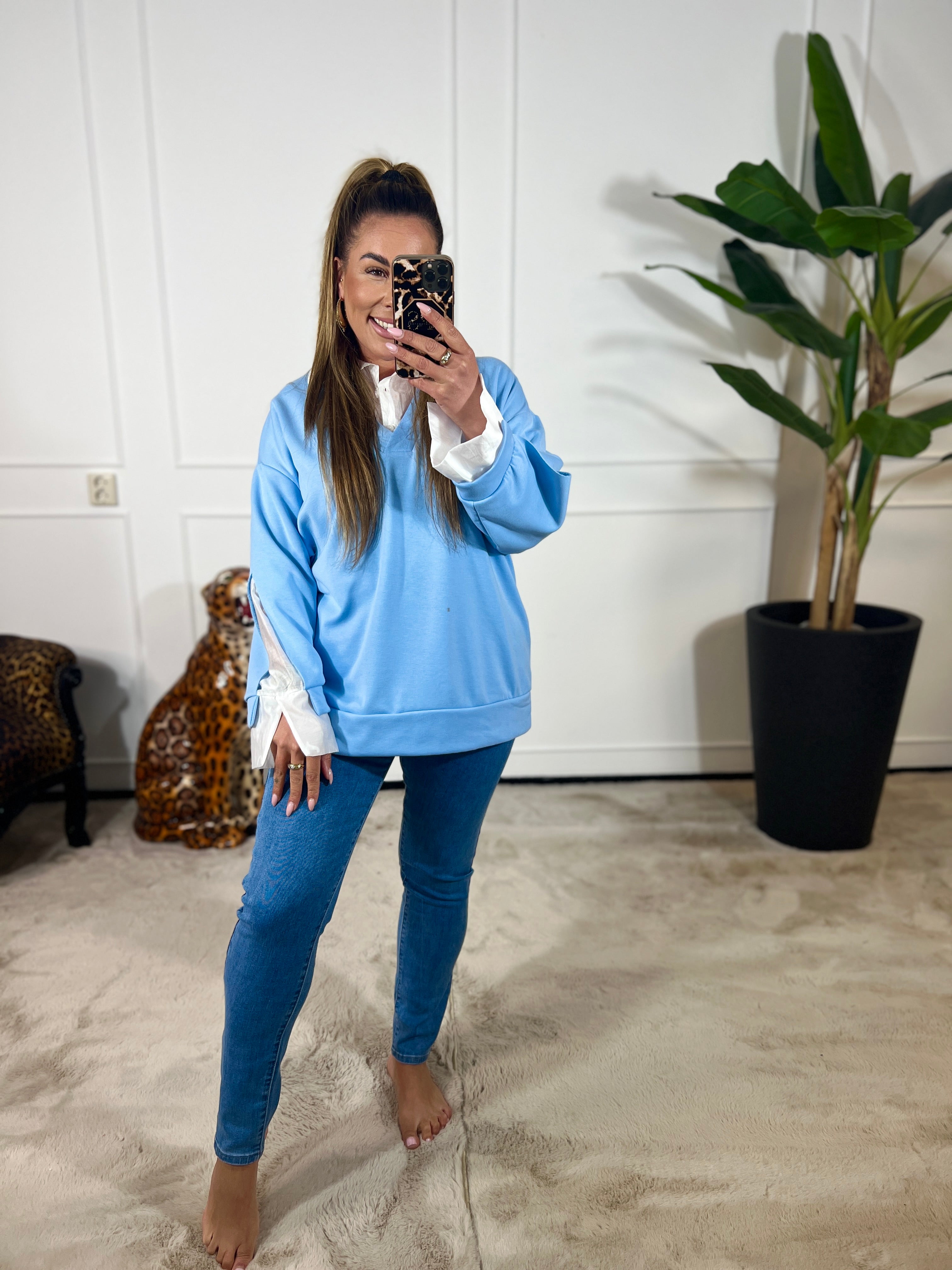 SWEATER MET SILK BLOUSE (T/M 48)