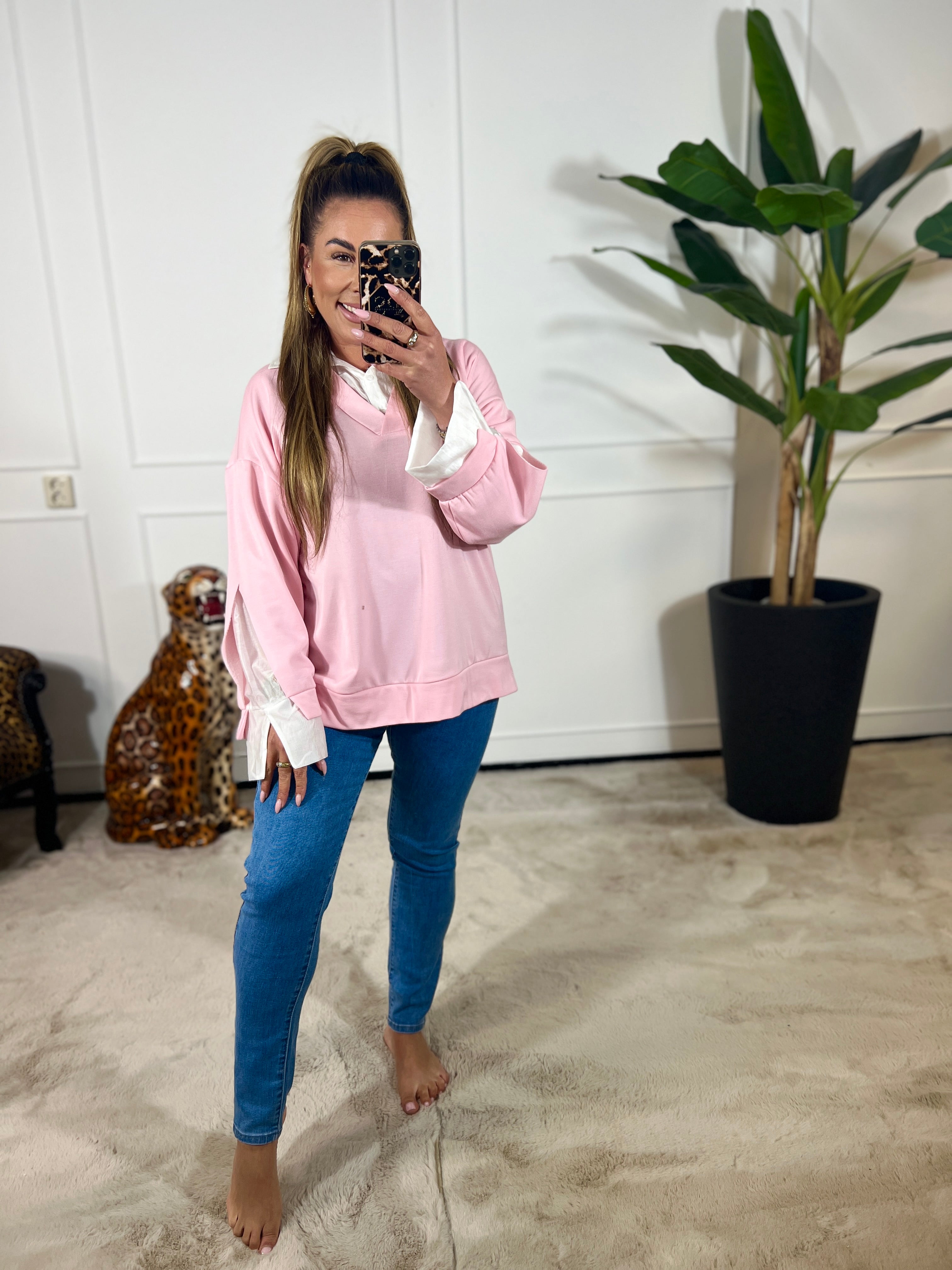 SWEATER MET SILK BLOUSE (T/M 48)