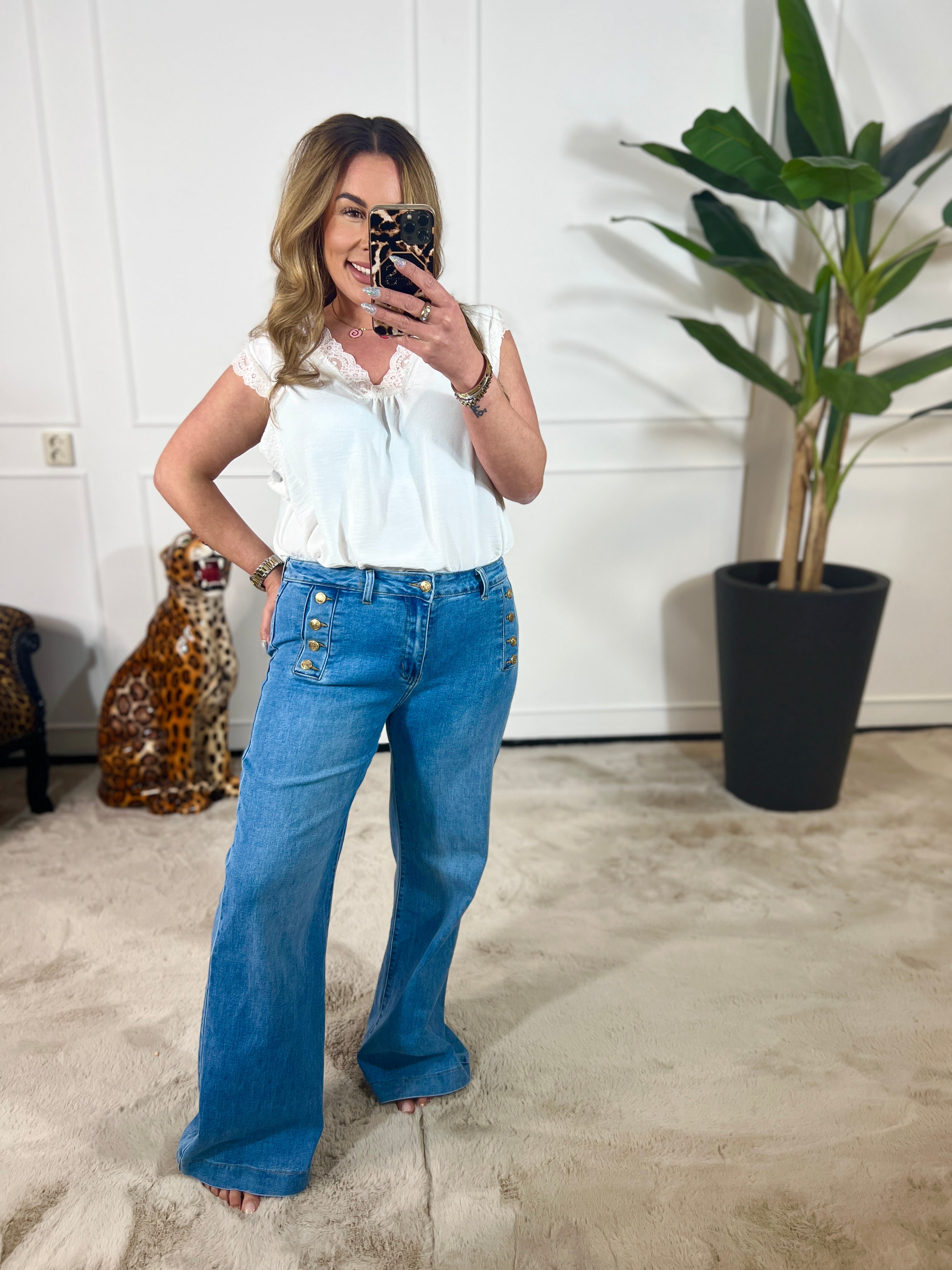 BUTTON JEANS WIDE LEG (38-48)
