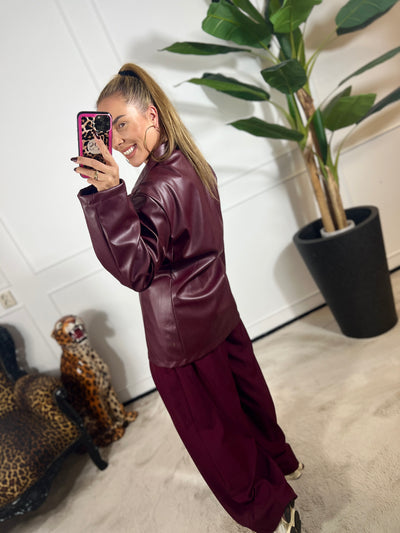 CHERIE LEATHER WRAP BLAZER