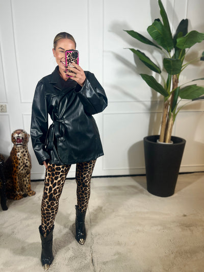 CHERIE LEATHER WRAP BLAZER