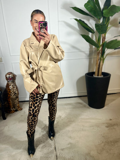 CHERIE LEATHER WRAP BLAZER