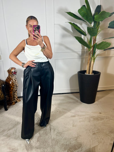 LEATHERLOOK CASUAL PANTALON