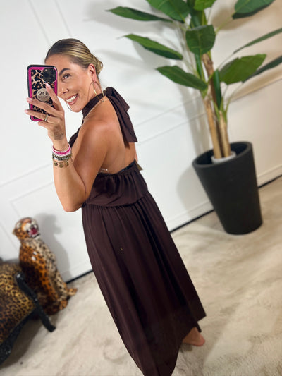 SOOF HALTER MAXI DRESS
