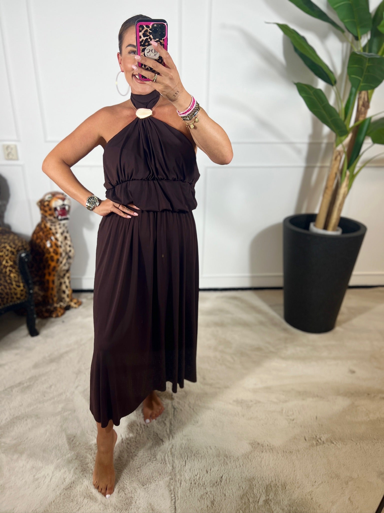 SOOF HALTER MAXI DRESS