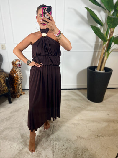 SOOF HALTER MAXI DRESS