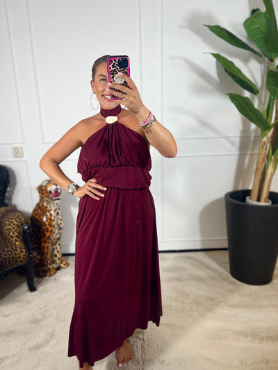 SOOF HALTER MAXI DRESS