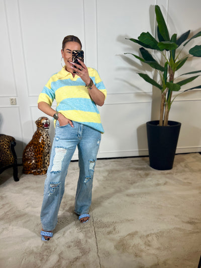 SUNNY STRIPES KNIT POLO (T/M 48)