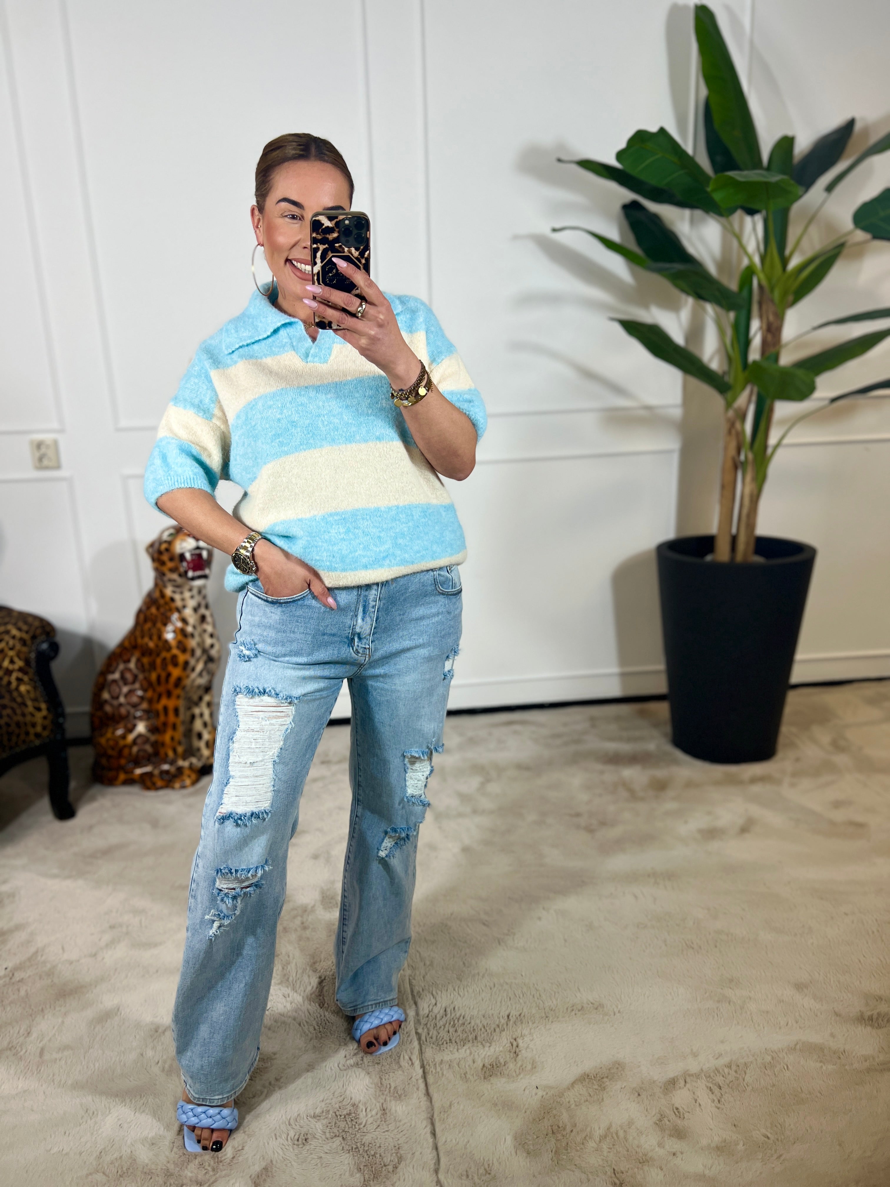 SUNNY STRIPES KNIT POLO (T/M 48)