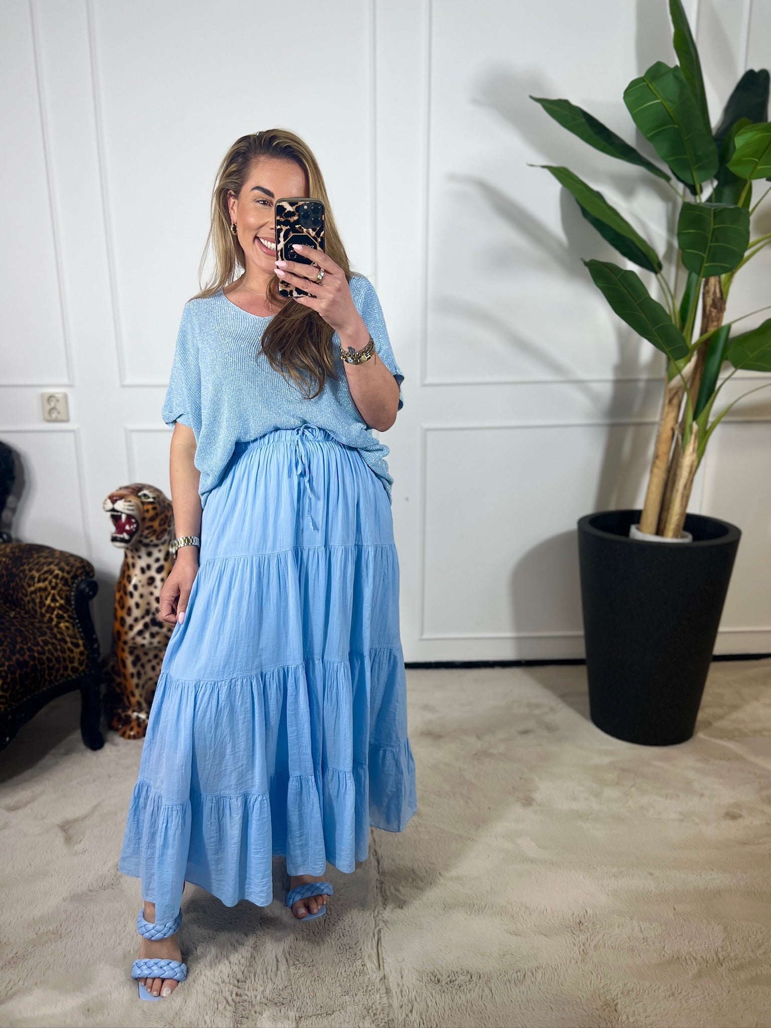 SANDRA V-HALS LUREX TOP